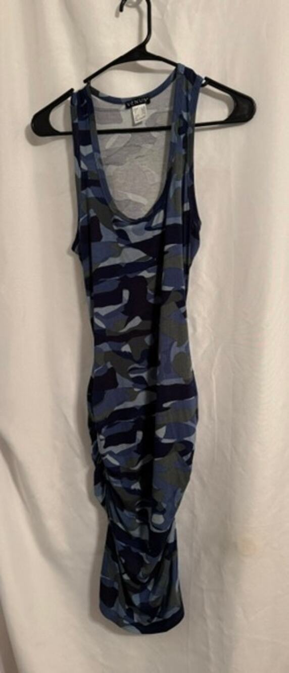 VENUS Blue Camo Sleeveless Draped Maxi Dress Size S Camouflage Ruched